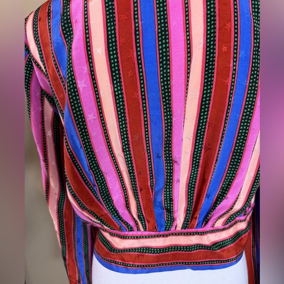 NWT Topshop cropped Multicolor Tie-Front Blouse with flare sleeves size … - Picture 7 of 12